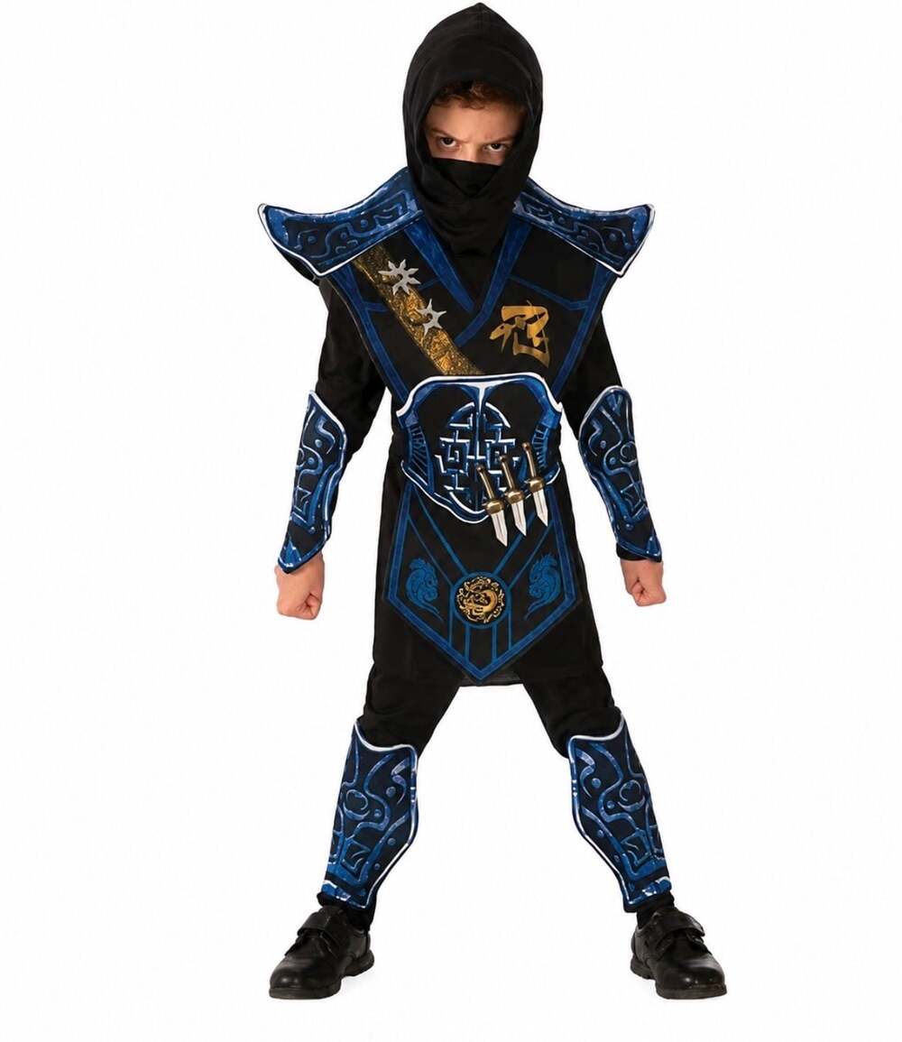 Kids Blue Ninja Samurai Halloween Costume Size Large Armor Set
